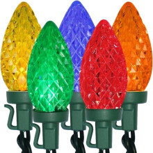 C9 Christmas Light,25 LED Faceted C9 Bulb Indoor Outdoor String Light in 14.4ft,for Christmas,Party,Home,Patio Lawn,Garden,Multicolour