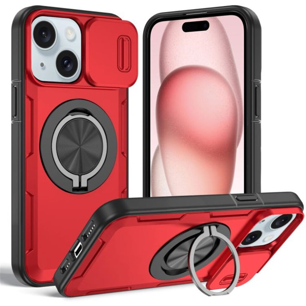 Magsafe Rotating Metal Stand Case For Iphone 14/13 Â Shockproof, Sliding Camera Cover, Red 9152228547117