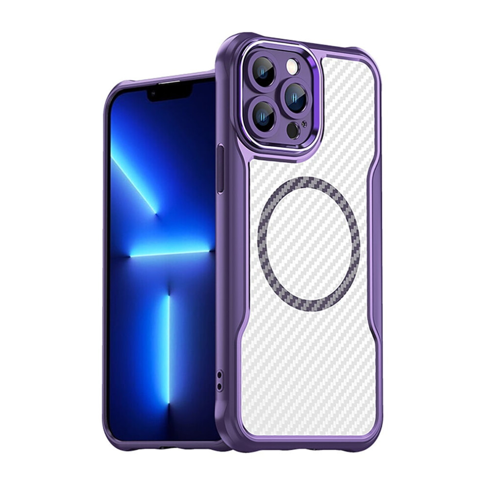 Carbon Fiber Magnetic Case For Iphone 13 Pro Max Purple 9130661424622