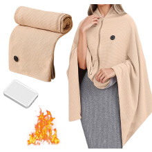 Portable Heated Shawl with 10000mAh Power Bank – Cordless Wearable Electric Blanket for Women, USB-Charged Soft Wrap, Battery-Operated Travel Shawl