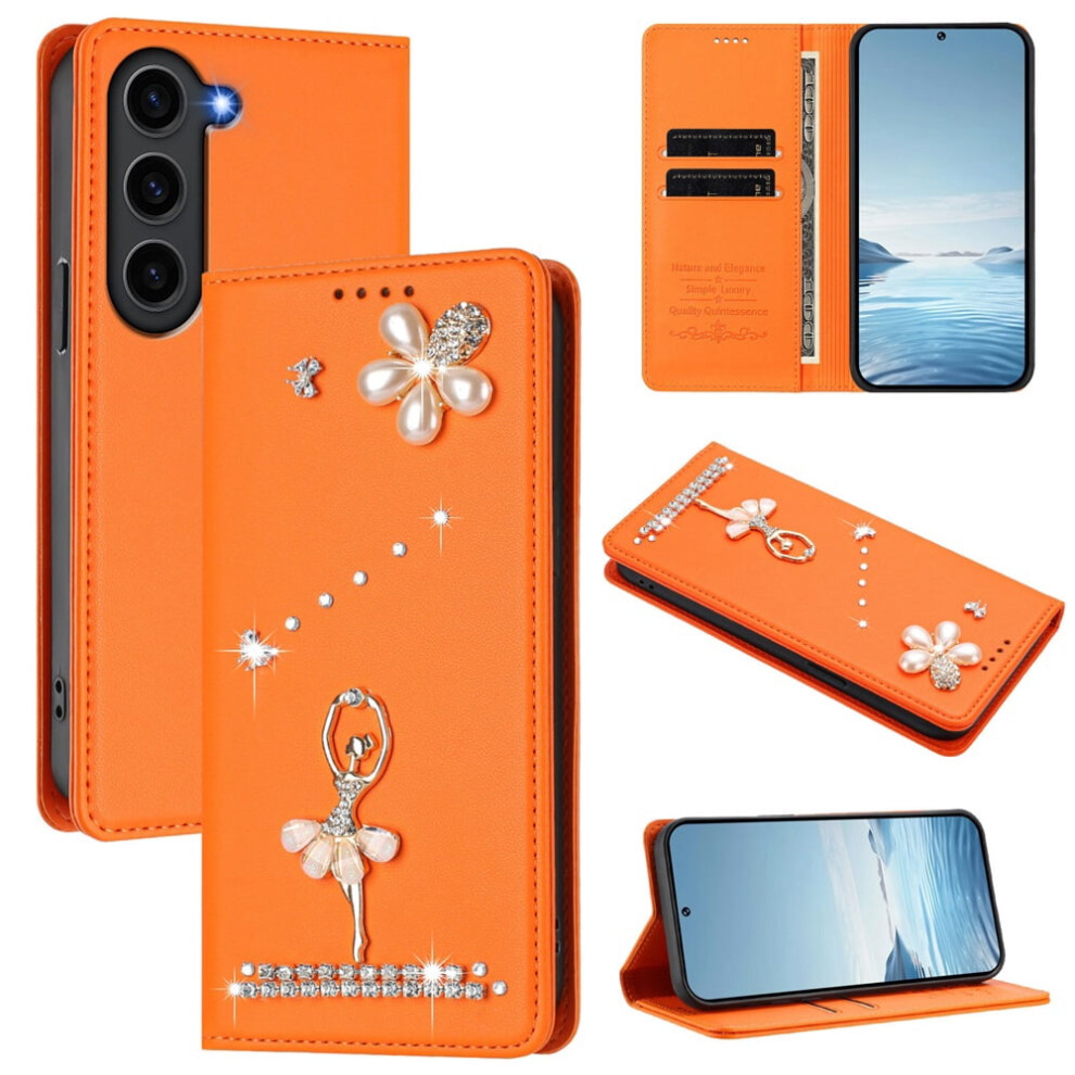 Rfid-Blocking Ballet Girl Flip Wallet Leather Case For Compatible With Samsung Galaxy S23 Fe 5G Â Orange 9152228547773