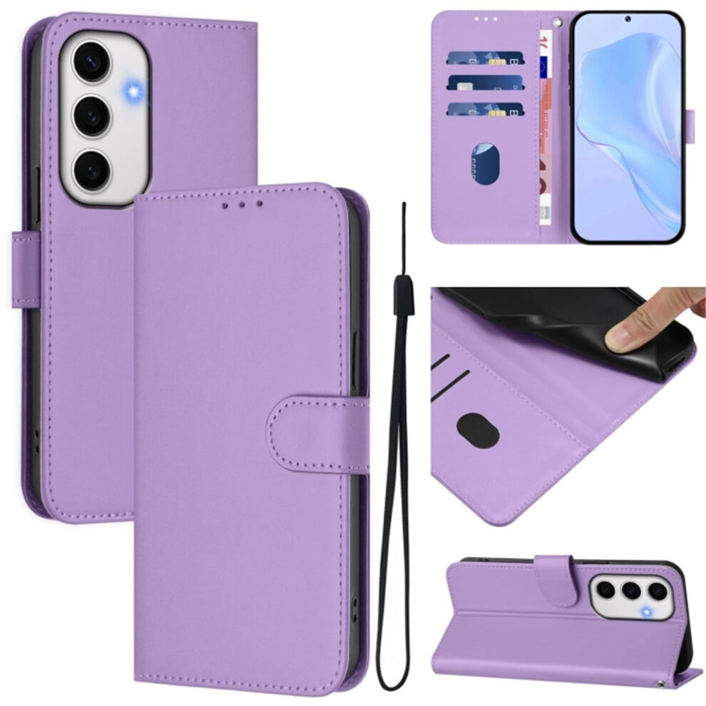 Pu Leather Wallet Case Compatible With Samsung Galaxy S24 Fe 5G Â Magnetic Flip Folio, 3-Card Holder & Wrist Strap, Purple 9170372153381