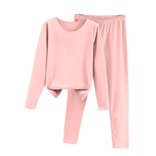 Damen-Fleece-gefütterter, warmer Pyjama, Rosa L