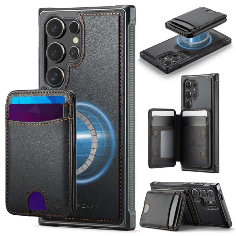 Jeehood Case For Samsung Galaxy S23 Ultra 5G: Rfid Blocking, Pu Leather, Magsafe-Compatible 2-In-1 Wallet & Kickstand, Black 9418476708138
