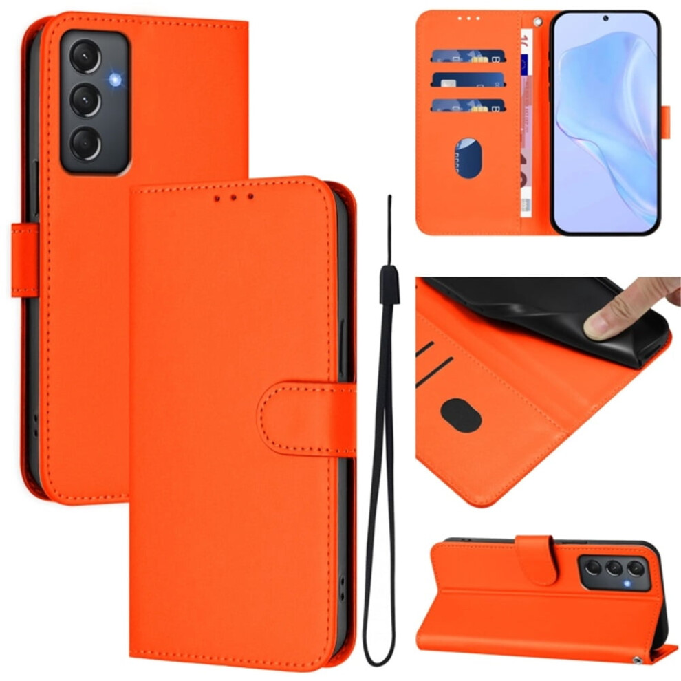 Wallet Case Compatible With Samsung Galaxy A24 4G Â Pu Leather Flip Folio With Magnetic Closure, 3-Card Slot & Wrist Strap, Orange 9170372156009