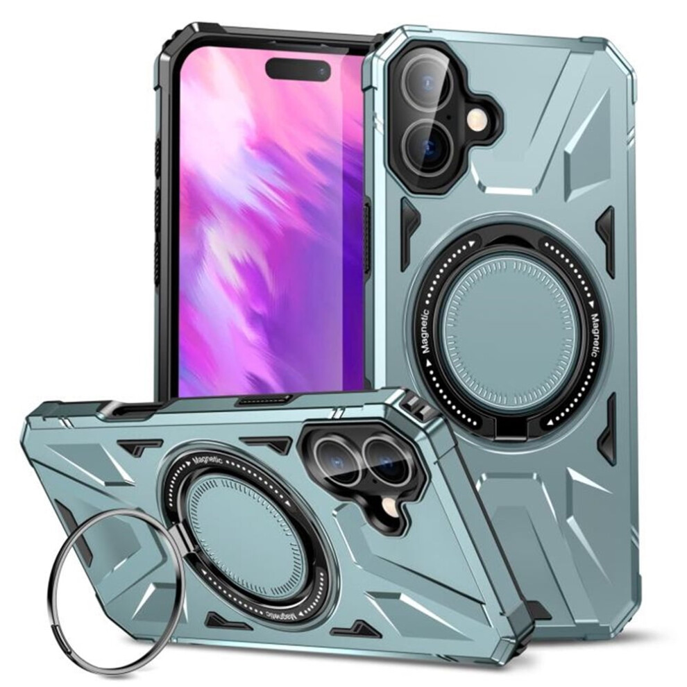 Iphone 16 Plus 6.7" Case: 360 Spin Magsafe Ring Stand, Mil-Std Shockproof, Â Compatible With Iphone 16 Plus Green 9418476707889