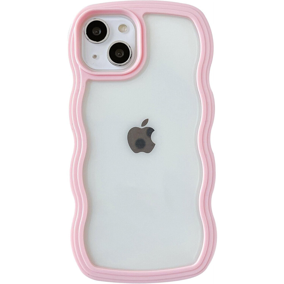 Cute Curly Wave Frame Shockproof Case For Iphone 15 Pro Max (Pink) Pink 9418476708756