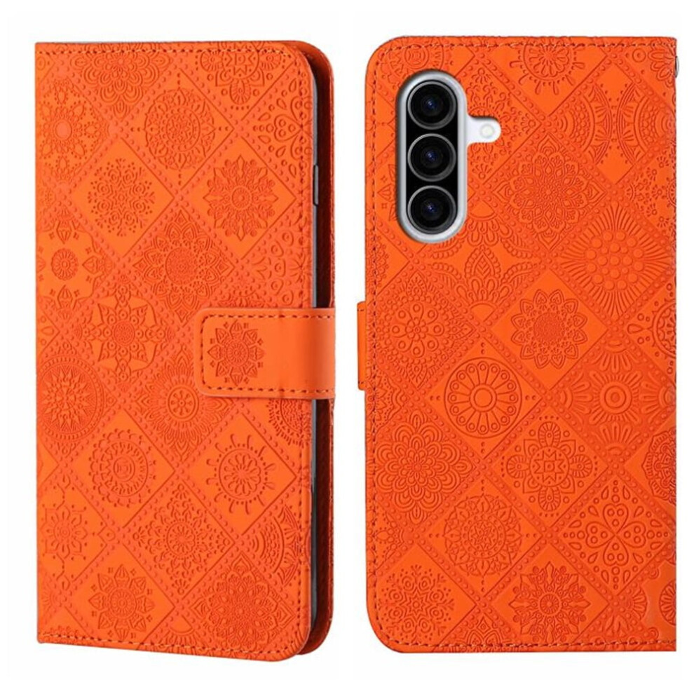 Pu Leather Flip Wallet Case With Magnetic Closure & Card Slots, Compatible With Samsung Galaxy A36 5G 6.7" Orange 9418476709395
