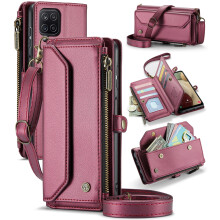 CaseMe Leather Wallet Case for compatible with Samsung Galaxy A12 5G – RFID Blocking, 10-Card Holder, Zipper Bills Slot, Magnetic Wrist Strap
