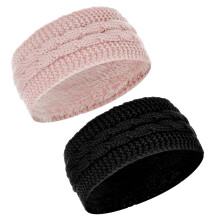 Diadema de punto para mujer con forro polar coral (paquete de 2)