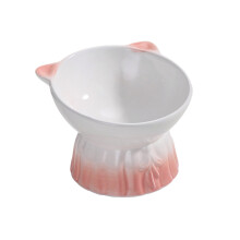 Cute Cat Shaped Ceramic Pet Bowl (5.51in) - Elevated Neck Protection Food/Water Bowl for Cats, Large Capacity Cute Pet Feeding Bowl