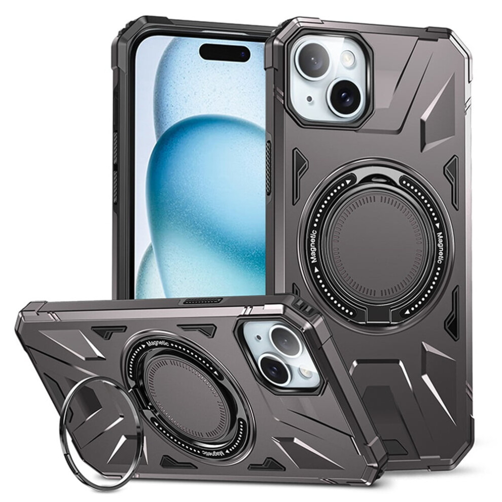 Iphone 13/14 6.1" Case: 360 Spin Magnetic Ring Holder, Magsafe Compatible, Mil-Std Drop-Proof, Grey 9152228544710