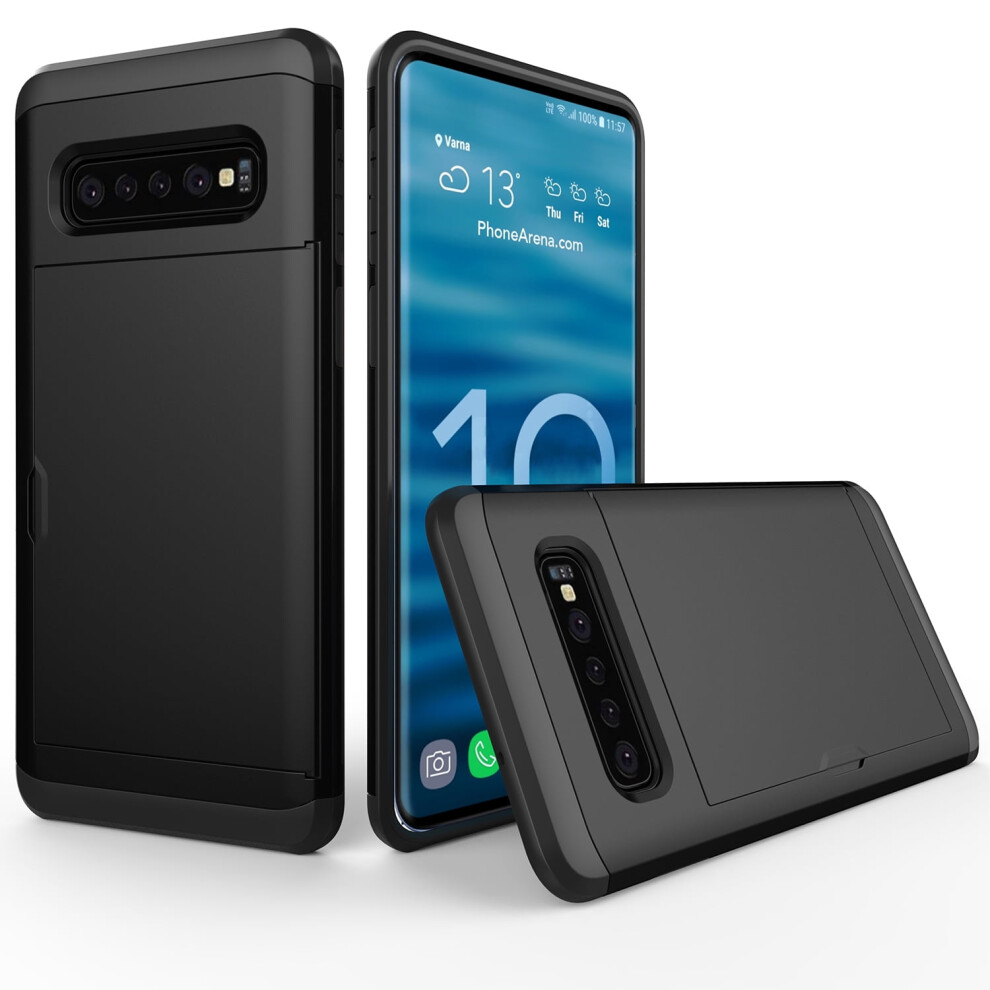 Hybrid Wallet Case For Galaxy S10 Plus (6.4") Â Dual-Layer Pc+Tpu, Credit Card Slot, Compatible With Samsung Galaxy S10 Plus Â Black 9170372156061