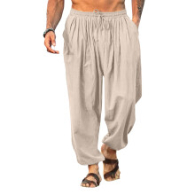 Men's Relaxed-Fit Stretch Drawstring Waist Cuffed-Leg Casual Trousers Khaki XL