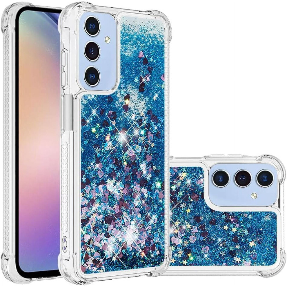 Compatible With Samsung Galaxy A15 5G Liquid Glitter Quicksand Shockproof Tpu Case Â Love Blue 9165521658442