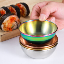 4Pcs Stainless Steel Sauce Plate Metal Dish Golden Color for Kitchen and Dining