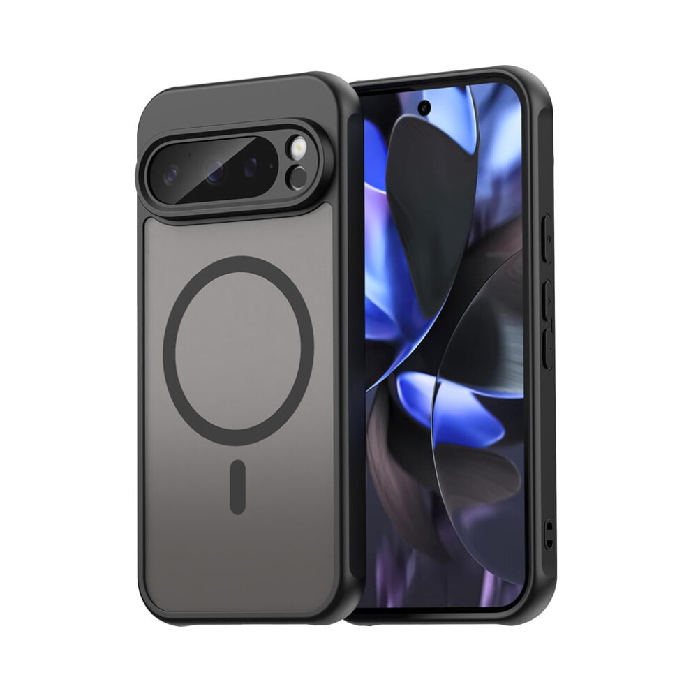 Magnetic Google Pixel 9 Case, Compatible With Magsafe, Military-Grade Drop Protection, Translucent Matte Shockproof, Black 9165521659425