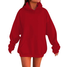 Tween Girls Plain Red Oversized Pullover Hoodie Sweatshirt Long Sleeve Winter Top Cozy Fleece Lined Casual Soft Loose Fit Trendy Wear, 9-10 Years