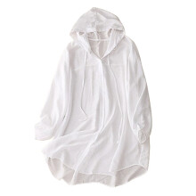 Damen-Hoodie mit UPF50+ Sonnenschutz, langen Ärmeln, Kordelzug, einfarbig, mit Knöpfen und asymmetrischem Saum