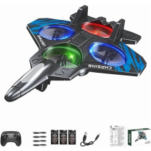RC Stunt Fighter Jet Toy Plane with 360 LED Lights and Auto