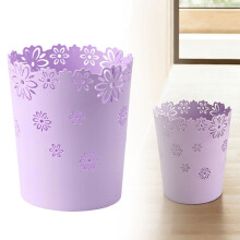 Corbeille à papier creuse en forme de fleur de 6,8 litres (violette, moyenne) – Poubelle en plastique sans couvercle pour salle de bain, cuisine,