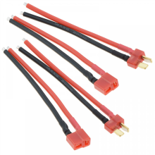 2 coppie di connettori Deans T-Plug maschio + femmina, cavo da 100 mm, connettore T-Plug maschio.