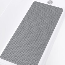 Tapis de baignoire antidérapant, tapis de bain extra long en caoutchouc pour baignoire, lavable en machine, avec 332 ventouses (gris, 91,4 cm x 43,2