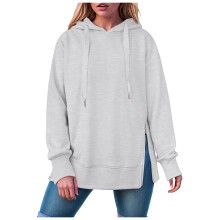 Oversized fleece-hettegenser med glidelås i siden til dame, hvit, S
