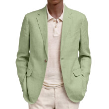 Blazer masculino verde claro com lapela entalhada, tamanho G
