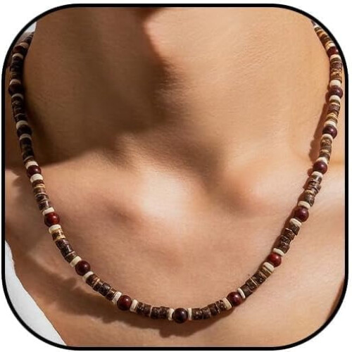 Ανδρικό κολιέ με χάντρες puka shell choker 1 τεμάχιο