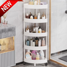 5-laags hoekplank, 115 cm, verrijdbaar, voor keuken en badkamer, kunststof, wit