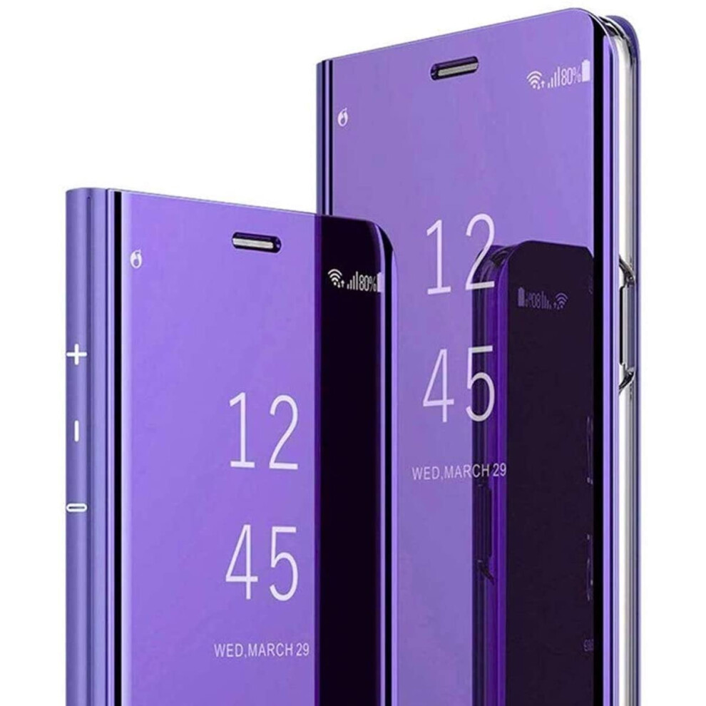 Ultra-Thin Mirror Case With Kickstand For Samsung Galaxy A14 5G & 4G Â Wireless Charging Compatible, Smart Clear View, Qh Purple 9405492283503