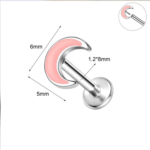 Σκουλαρίκια Labret από ανοξείδωτο ατσάλι 16g, με στιβαρό σχέδιο χειλιών, σχήματος CZ, 1