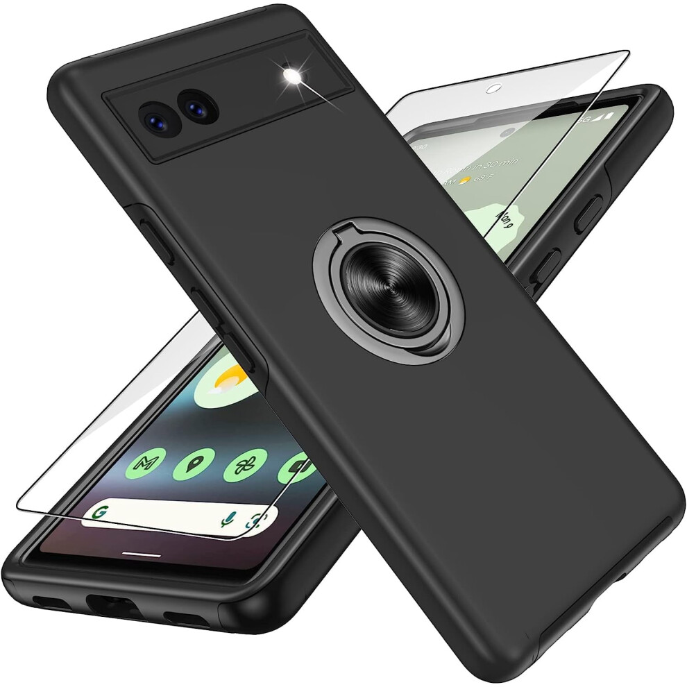Pixel 6A Case With Hd Screen Protector, Shockproof & 360 Magnetic Ring Holder Kickstand Â Compatible With Google Pixel 6A 9165521659128