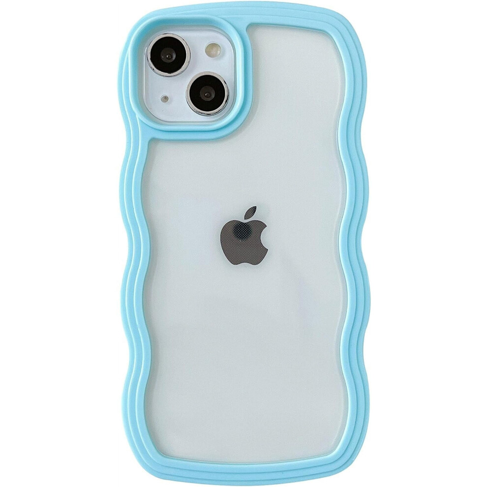 Iphone 15 Shockproof Soft Case Curly Wave Frame Blue 968604499524