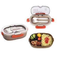 Boîte à lunch pour adultes avec cuillère et fourchette, 828 ml (28 oz), 3 compartiments, compatible lave-vaisselle et congélateur, idéale pour