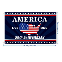 250-årsjubileumsflagg fra USA, 3x5 fot dobbeltsidig, 3-lags patriotisk flagg for innendørs/utendørs – kompatibelt med 4. juli og