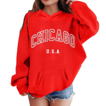 AWZXDE Boys Girls Big Child Letter Print Casual Loose Adorable Print Long Sleeve Hooded Sweatshirt Sport Top Pullover Red,7-8 Years
