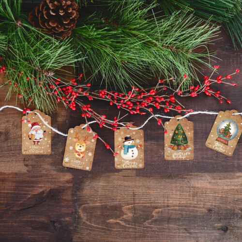 Kraft Christmas Gift Tags with Jute Twine 60PCS 2