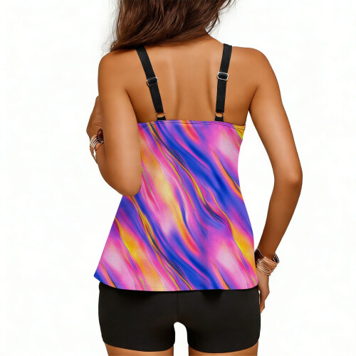 Γυναικείο μαγιό Tankini Plus Size, δύο τεμαχίων, με αέρινο τοπ και 2
