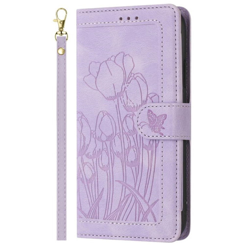 Leather Flip Wallet Case for iPhone 13 Pro Max Purple Tulip 1