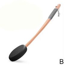 (Black) Long Handle Silicone Body Scrubber Lotion Sunscreen Applicator Shower Back Cleaner Waterproof Bath Brush