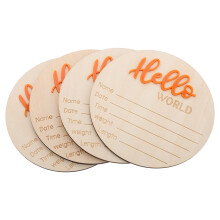 5Stk Holz Babygeburt Ankündigung Orange Für Kinderzimmer