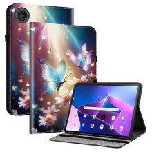 (Butterfly Floral) Leather Case for Lenovo Tab TB311FU with Stand & Card Slots, Pattern Printed Tablet Cover, Shockproof Protective Case