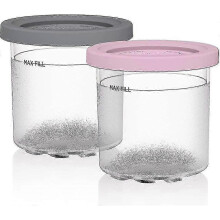 (Gray and Pink)Ice Cream Pints Containers with Lids, Replacement for Ninja Creami Pints, Compatible with NC300 NC301 CN305A NC299AM Series