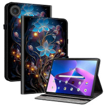 (Small Lantern Flower) Leather Case for Lenovo Tab TB311FU with Stand & Card Slots, Pattern Printed Tablet Cover, Shockproof Protective Case