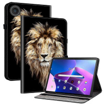 (Lion Head) Leather Case for Lenovo Tab TB311FU with Stand & Card Slots, Pattern Printed Tablet Cover, Shockproof Protective Case