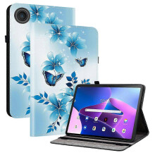 (Blue Butterfly) Leather Case for Lenovo Tab TB311FU with Stand & Card Slots, Pattern Printed Tablet Cover, Shockproof Protective Case