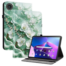 (Jade Flower) Leather Case for Lenovo Tab TB311FU with Stand & Card Slots, Pattern Printed Tablet Cover, Shockproof Protective Case