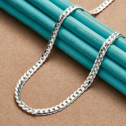 925 Sterling Silver 5mm Sideways Chain Necklace 55cm 1